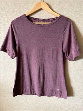 Calvin Klein Plum Heather Sleep Top Lounge Tee Soft Pajama Shirt Small